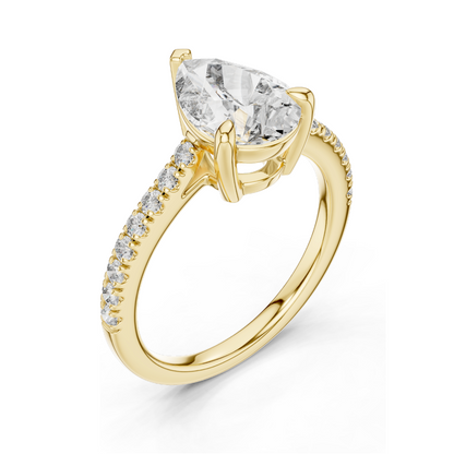 2.28 CT Lab-Created Pear-Shaped Diamond Engagement Ring | VVS-VS-EF CVD Diamond | 18KT, 14KT, 10KT Gold & 925 Silver | Rose, Yellow, White Gold Options | Sustainable Luxury Fine Jewelry