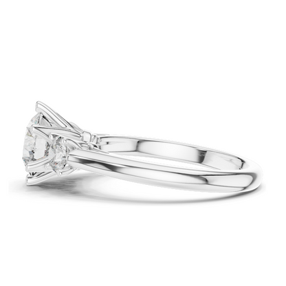 1.80 CT Lab Diamond Three Stone Engagement Ring | Round Brilliant CVD Cut | 10KT, 14KT, 18KT Gold & 925 Silver | Rose, Yellow, White Gold Options | Fine Bridal Jewelry