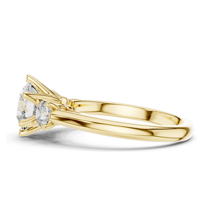 1.80 CT Lab Diamond Three Stone Engagement Ring | Round Brilliant CVD Cut | 10KT, 14KT, 18KT Gold & 925 Silver | Rose, Yellow, White Gold Options | Fine Bridal Jewelry