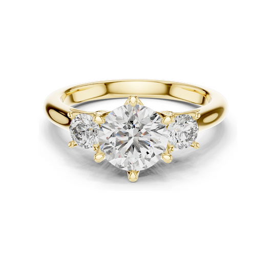 1.80 CT Lab Diamond Three Stone Engagement Ring | Round Brilliant CVD Cut | 10KT, 14KT, 18KT Gold & 925 Silver | Rose, Yellow, White Gold Options | Fine Bridal Jewelry