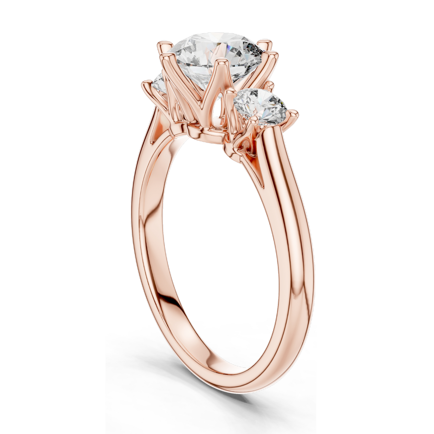 1.80 CT Lab Diamond Three Stone Engagement Ring | Round Brilliant CVD Cut | 10KT, 14KT, 18KT Gold & 925 Silver | Rose, Yellow, White Gold Options | Fine Bridal Jewelry