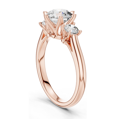 1.80 CT Lab Diamond Three Stone Engagement Ring | Round Brilliant CVD Cut | 10KT, 14KT, 18KT Gold & 925 Silver | Rose, Yellow, White Gold Options | Fine Bridal Jewelry