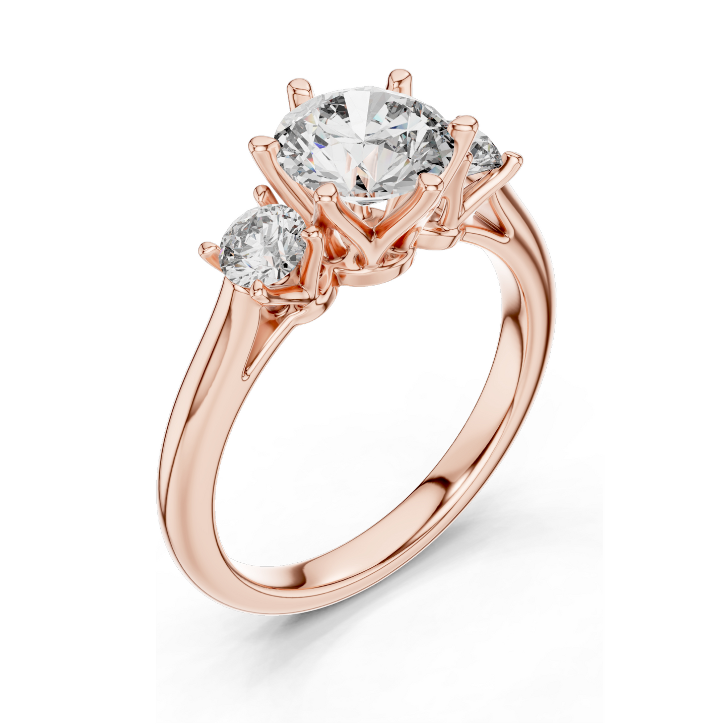 1.80 CT Lab Diamond Three Stone Engagement Ring | Round Brilliant CVD Cut | 10KT, 14KT, 18KT Gold & 925 Silver | Rose, Yellow, White Gold Options | Fine Bridal Jewelry
