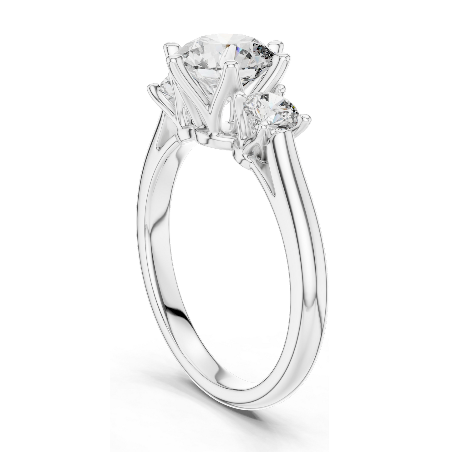 1.80 CT Lab Diamond Three Stone Engagement Ring | Round Brilliant CVD Cut | 10KT, 14KT, 18KT Gold & 925 Silver | Rose, Yellow, White Gold Options | Fine Bridal Jewelry
