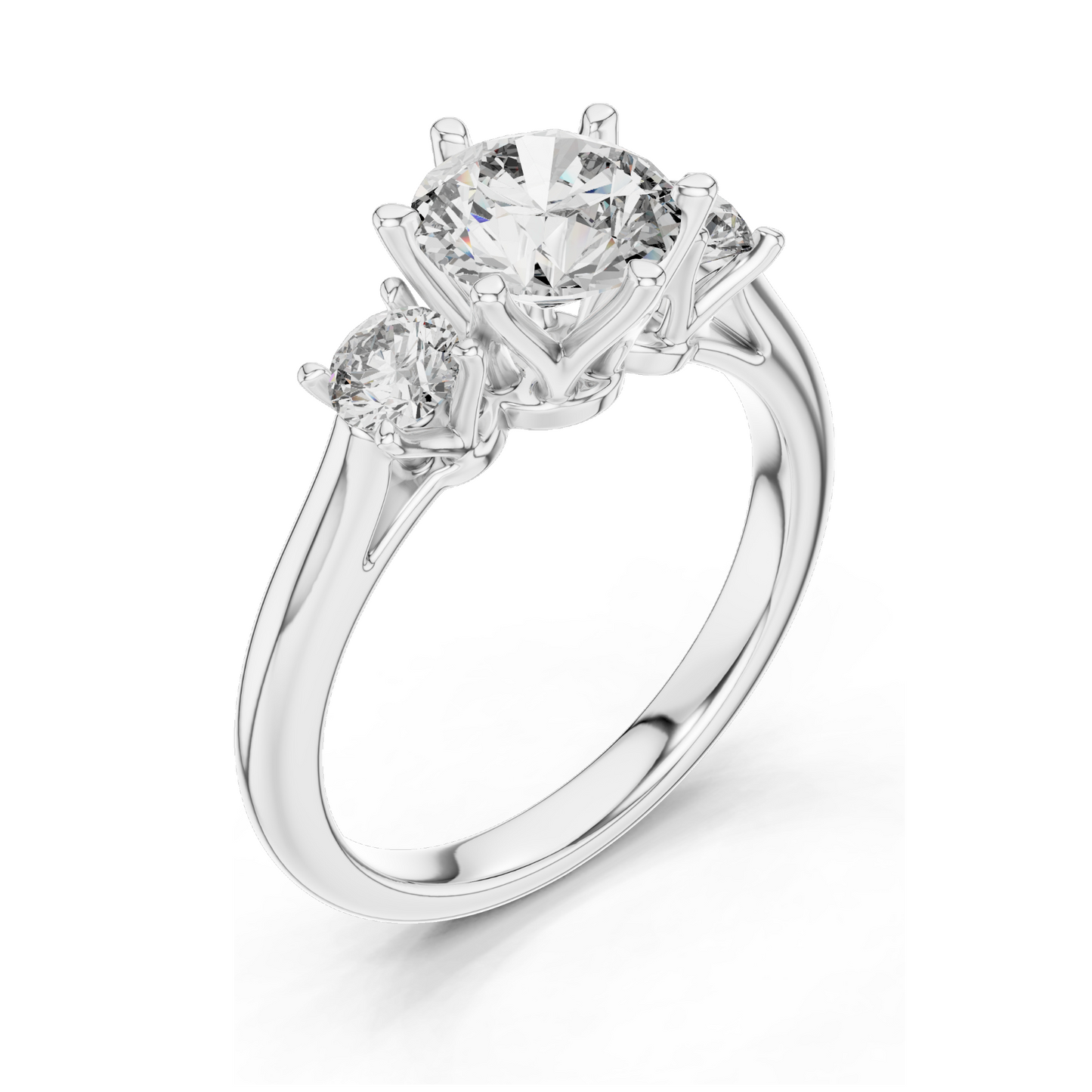 1.80 CT Lab Diamond Three Stone Engagement Ring | Round Brilliant CVD Cut | 10KT, 14KT, 18KT Gold & 925 Silver | Rose, Yellow, White Gold Options | Fine Bridal Jewelry