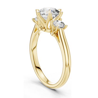 1.80 CT Lab Diamond Three Stone Engagement Ring | Round Brilliant CVD Cut | 10KT, 14KT, 18KT Gold & 925 Silver | Rose, Yellow, White Gold Options | Fine Bridal Jewelry