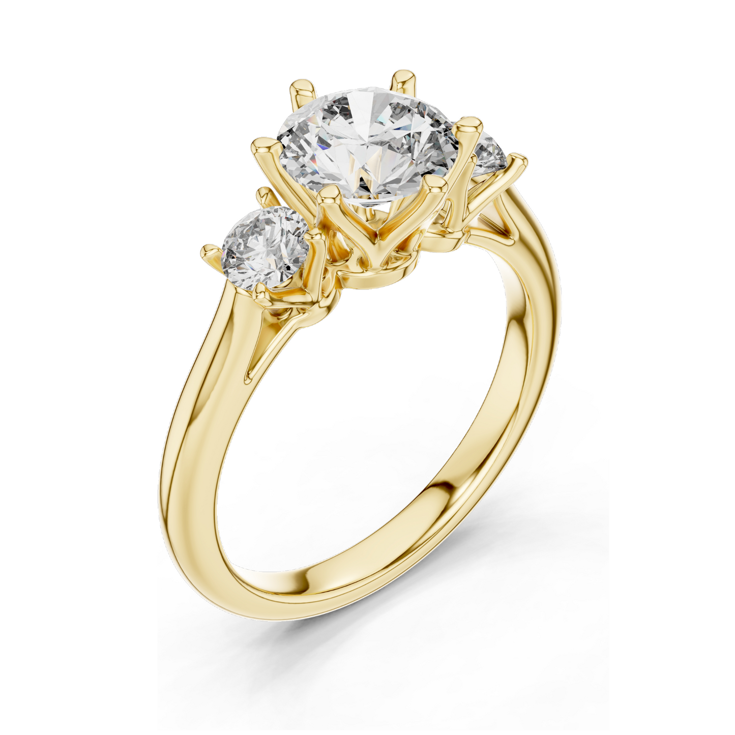 1.80 CT Lab Diamond Three Stone Engagement Ring | Round Brilliant CVD Cut | 10KT, 14KT, 18KT Gold & 925 Silver | Rose, Yellow, White Gold Options | Fine Bridal Jewelry