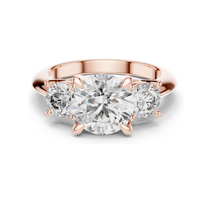 3.5 CT Lab Diamond Three Stone Engagement Ring | Round Brilliant Cut | 18KT, 14KT, 10KT Gold & 925 Silver | Rose, Yellow, White Gold Options | Luxury Fine Jewelry