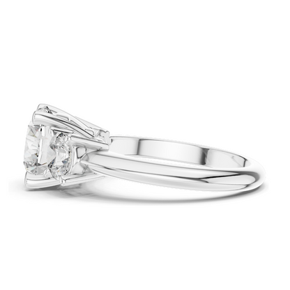 3.5 CT Lab Diamond Three Stone Engagement Ring | Round Brilliant Cut | 18KT, 14KT, 10KT Gold & 925 Silver | Rose, Yellow, White Gold Options | Luxury Fine Jewelry
