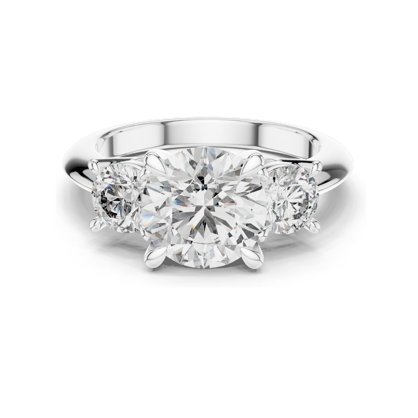 3.5 CT Lab Diamond Three Stone Engagement Ring | Round Brilliant Cut | 18KT, 14KT, 10KT Gold & 925 Silver | Rose, Yellow, White Gold Options | Luxury Fine Jewelry