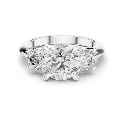 3.5 CT Lab Diamond Three Stone Engagement Ring | Round Brilliant Cut | 18KT, 14KT, 10KT Gold & 925 Silver | Rose, Yellow, White Gold Options | Luxury Fine Jewelry
