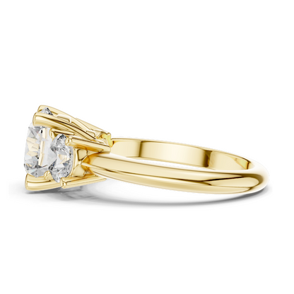 3.5 CT Lab Diamond Three Stone Engagement Ring | Round Brilliant Cut | 18KT, 14KT, 10KT Gold & 925 Silver | Rose, Yellow, White Gold Options | Luxury Fine Jewelry