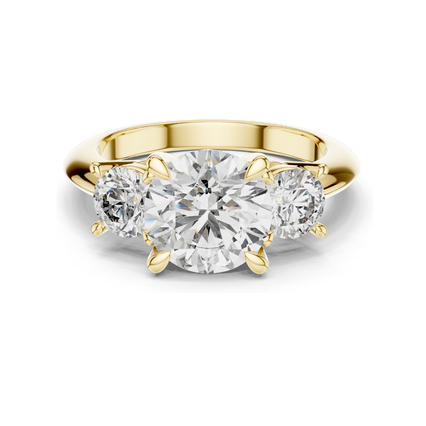 3.5 CT Lab Diamond Three Stone Engagement Ring | Round Brilliant Cut | 18KT, 14KT, 10KT Gold & 925 Silver | Rose, Yellow, White Gold Options | Luxury Fine Jewelry