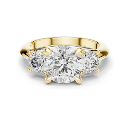 3.5 CT Lab Diamond Three Stone Engagement Ring | Round Brilliant Cut | 18KT, 14KT, 10KT Gold & 925 Silver | Rose, Yellow, White Gold Options | Luxury Fine Jewelry