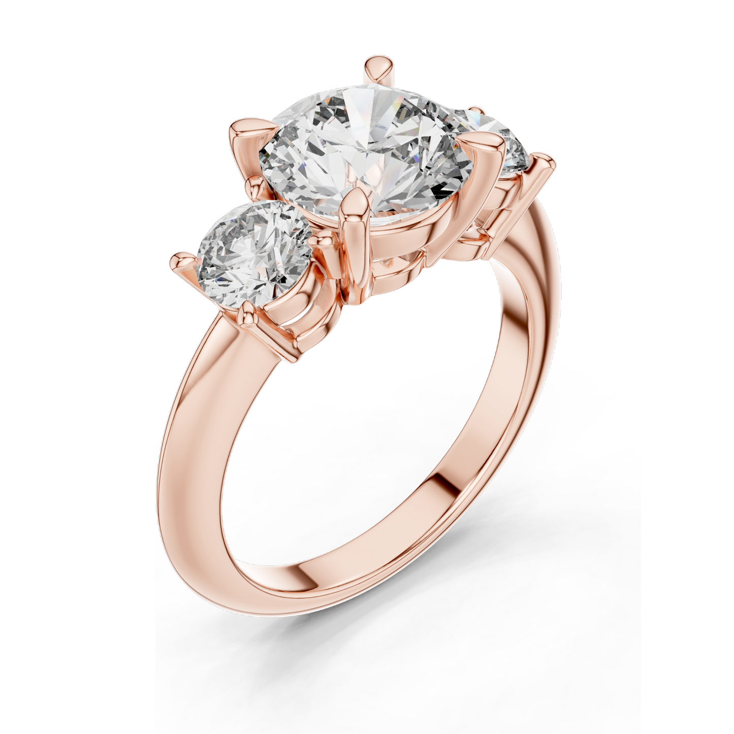 3.5 CT Lab Diamond Three Stone Engagement Ring | Round Brilliant Cut | 18KT, 14KT, 10KT Gold & 925 Silver | Rose, Yellow, White Gold Options | Luxury Fine Jewelry
