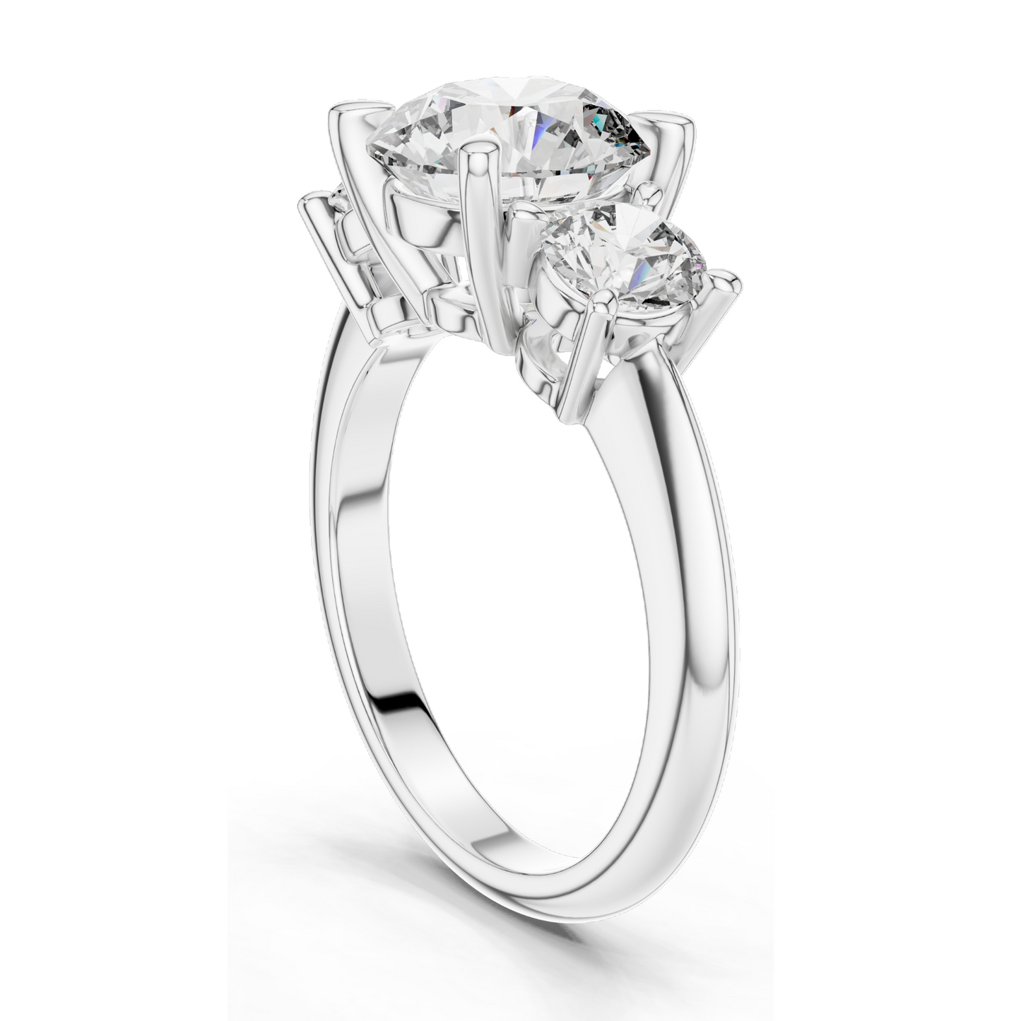 3.5 CT Lab Diamond Three Stone Engagement Ring | Round Brilliant Cut | 18KT, 14KT, 10KT Gold & 925 Silver | Rose, Yellow, White Gold Options | Luxury Fine Jewelry