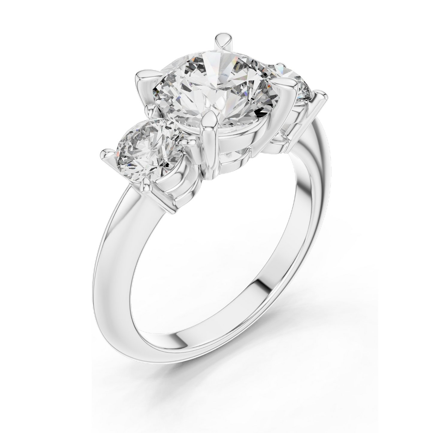 3.5 CT Lab Diamond Three Stone Engagement Ring | Round Brilliant Cut | 18KT, 14KT, 10KT Gold & 925 Silver | Rose, Yellow, White Gold Options | Luxury Fine Jewelry