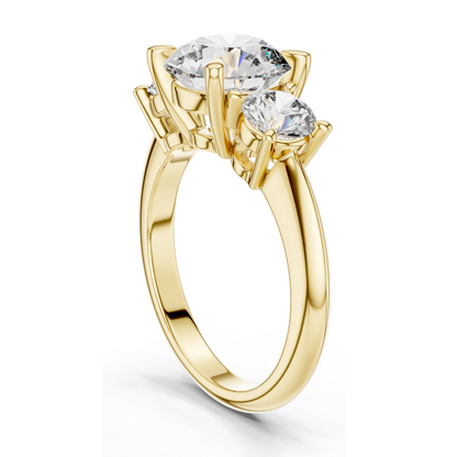 3.5 CT Lab Diamond Three Stone Engagement Ring | Round Brilliant Cut | 18KT, 14KT, 10KT Gold & 925 Silver | Rose, Yellow, White Gold Options | Luxury Fine Jewelry
