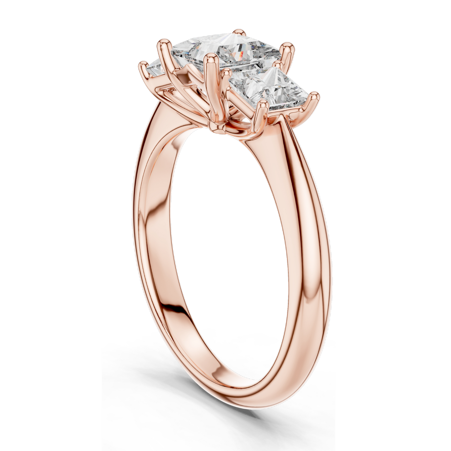 2.00 CT Lab Diamond 3-Stone Engagement Ring | Princess Cut | 10KT, 14KT, 18KT Gold & 925 Silver | Rose, Yellow, White Gold Options | Eco-Friendly Fine Jewelry