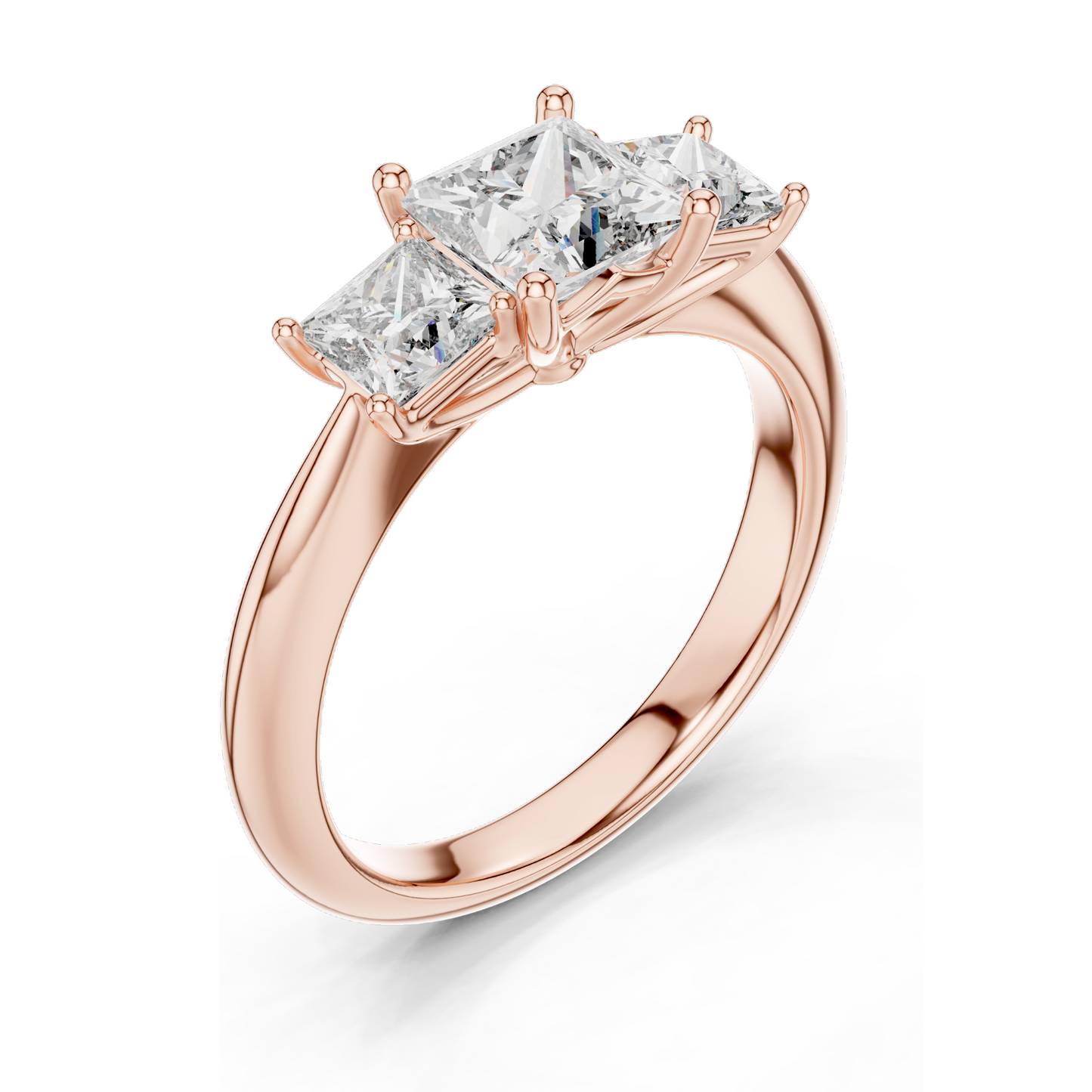 2.00 CT Lab Diamond 3-Stone Engagement Ring | Princess Cut | 10KT, 14KT, 18KT Gold & 925 Silver | Rose, Yellow, White Gold Options | Eco-Friendly Fine Jewelry