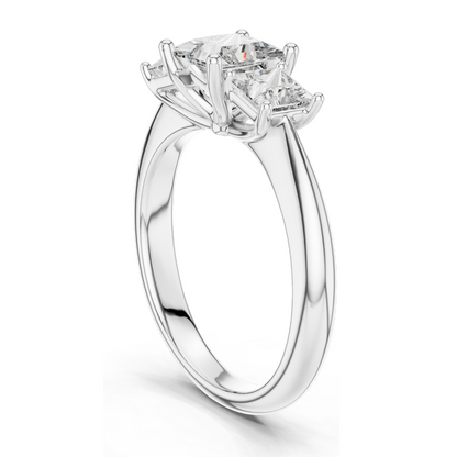2.00 CT Lab Diamond 3-Stone Engagement Ring | Princess Cut | 10KT, 14KT, 18KT Gold & 925 Silver | Rose, Yellow, White Gold Options | Eco-Friendly Fine Jewelry