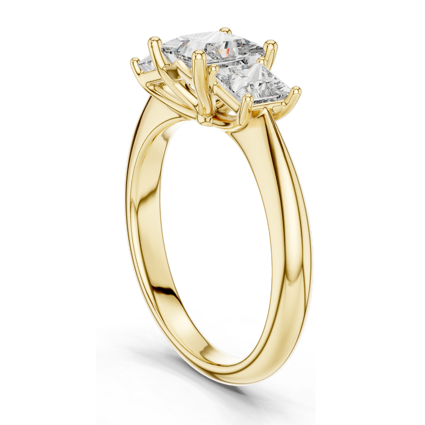 2.00 CT Lab Diamond 3-Stone Engagement Ring | Princess Cut | 10KT, 14KT, 18KT Gold & 925 Silver | Rose, Yellow, White Gold Options | Eco-Friendly Fine Jewelry
