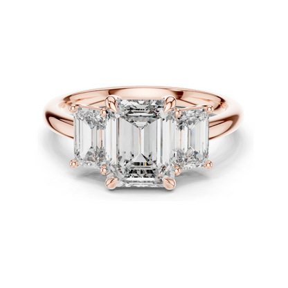 3 CT Lab-Created VVS-VS-EF CVD Diamond Engagement Ring | Emerald Cut | 18KT, 14KT, 10KT Gold & 925 Silver | Rose, Yellow, White Gold & Moissanite Options