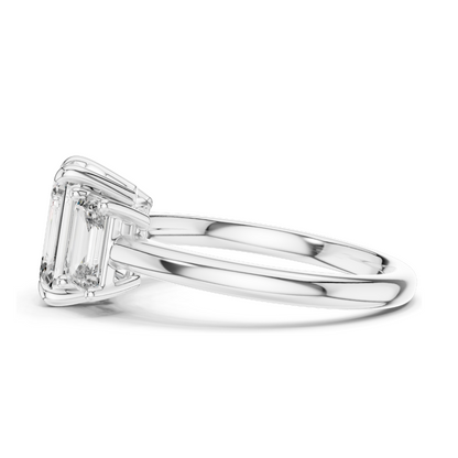 3 CT Lab-Created VVS-VS-EF CVD Diamond Engagement Ring | Emerald Cut | 18KT, 14KT, 10KT Gold & 925 Silver | Rose, Yellow, White Gold & Moissanite Options