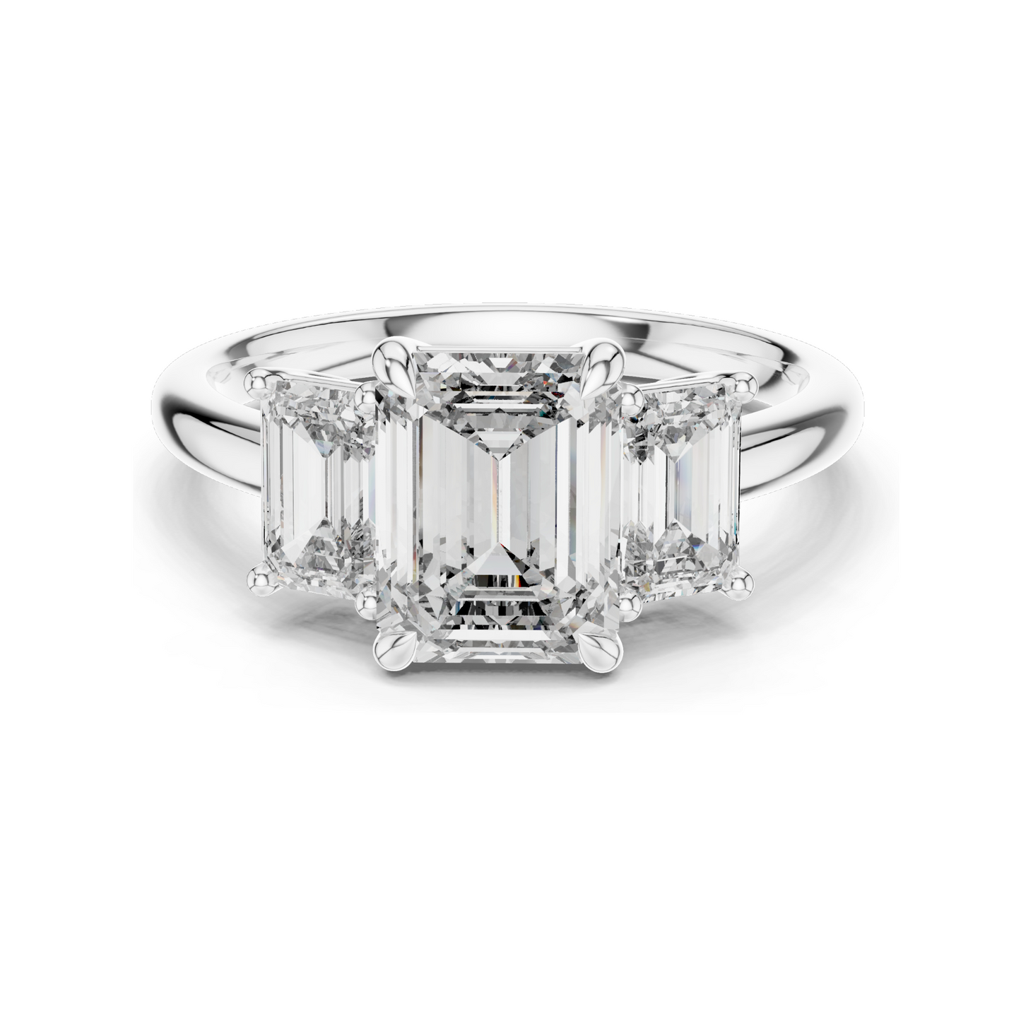 3 CT Lab-Created VVS-VS-EF CVD Diamond Engagement Ring | Emerald Cut | 18KT, 14KT, 10KT Gold & 925 Silver | Rose, Yellow, White Gold & Moissanite Options