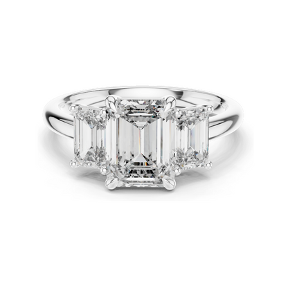 3 CT Lab-Created VVS-VS-EF CVD Diamond Engagement Ring | Emerald Cut | 18KT, 14KT, 10KT Gold & 925 Silver | Rose, Yellow, White Gold & Moissanite Options