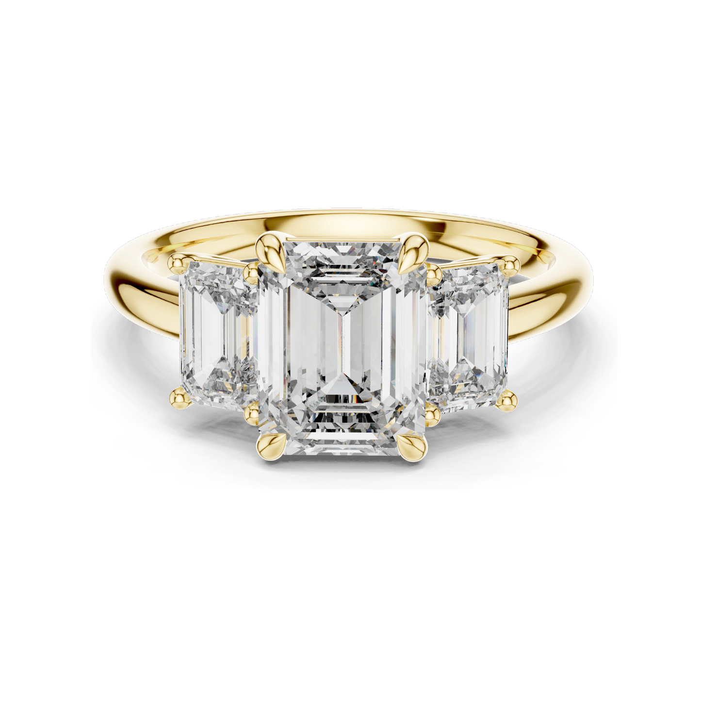 3 CT Lab-Created VVS-VS-EF CVD Diamond Engagement Ring | Emerald Cut | 18KT, 14KT, 10KT Gold & 925 Silver | Rose, Yellow, White Gold & Moissanite Options