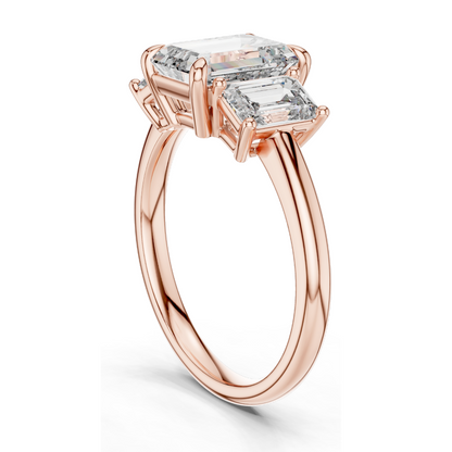 3 CT Lab-Created VVS-VS-EF CVD Diamond Engagement Ring | Emerald Cut | 18KT, 14KT, 10KT Gold & 925 Silver | Rose, Yellow, White Gold & Moissanite Options