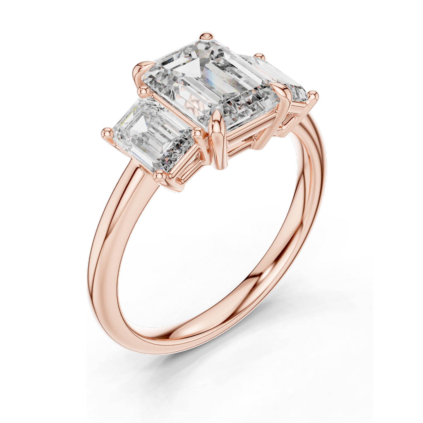 3 CT Lab-Created VVS-VS-EF CVD Diamond Engagement Ring | Emerald Cut | 18KT, 14KT, 10KT Gold & 925 Silver | Rose, Yellow, White Gold & Moissanite Options