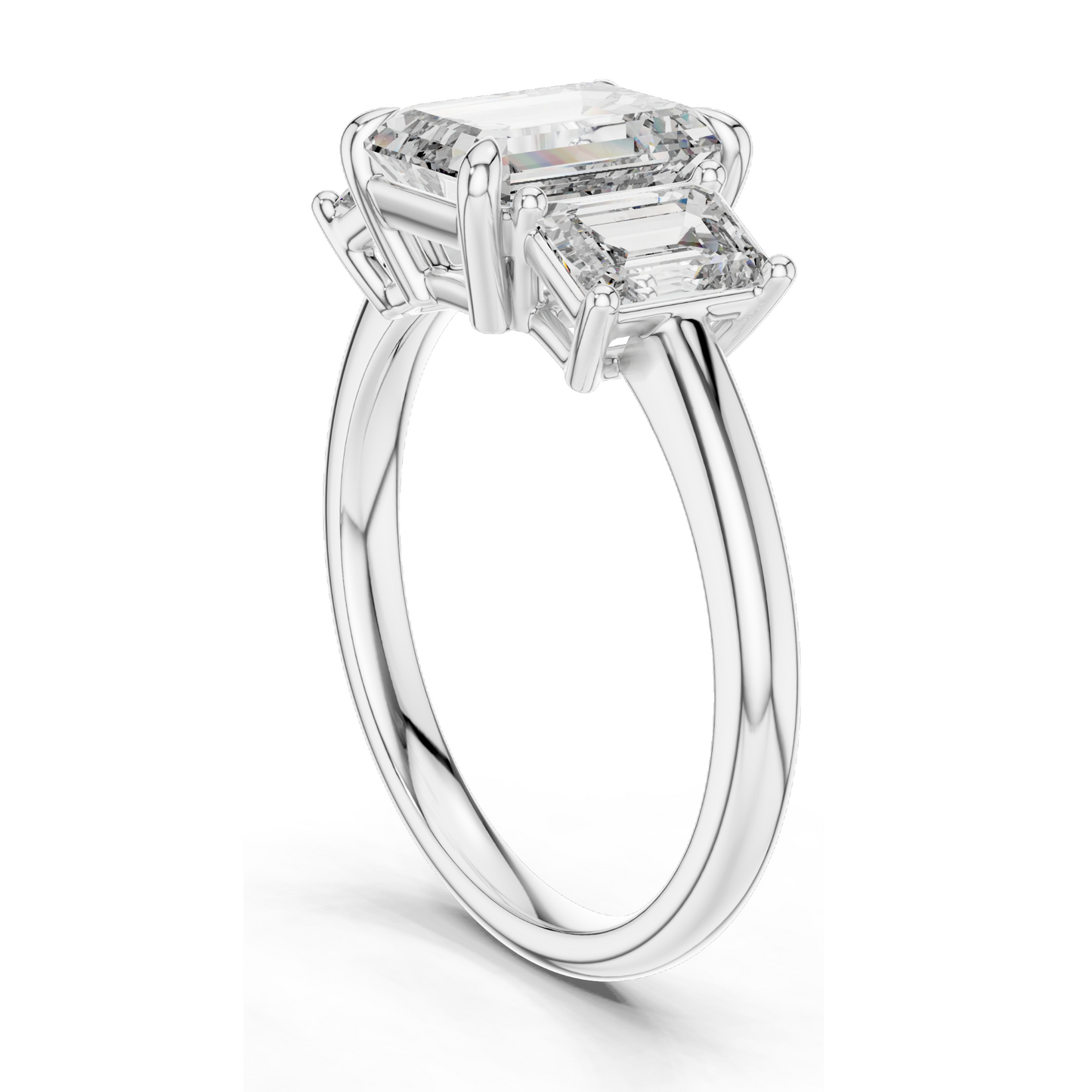 3 CT Lab-Created VVS-VS-EF CVD Diamond Engagement Ring | Emerald Cut | 18KT, 14KT, 10KT Gold & 925 Silver | Rose, Yellow, White Gold & Moissanite Options