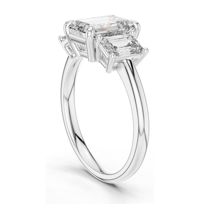 3 CT Lab-Created VVS-VS-EF CVD Diamond Engagement Ring | Emerald Cut | 18KT, 14KT, 10KT Gold & 925 Silver | Rose, Yellow, White Gold & Moissanite Options