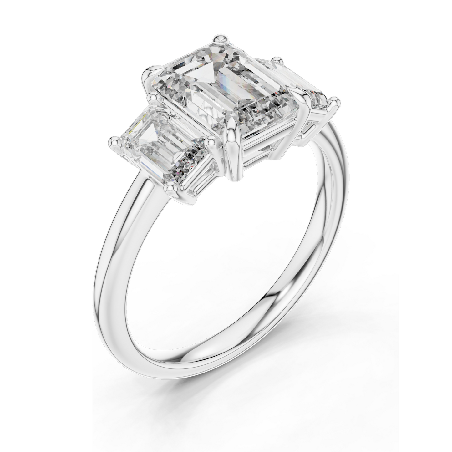 3 CT Lab-Created VVS-VS-EF CVD Diamond Engagement Ring | Emerald Cut | 18KT, 14KT, 10KT Gold & 925 Silver | Rose, Yellow, White Gold & Moissanite Options