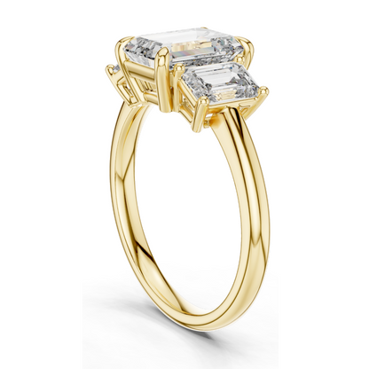 3 CT Lab-Created VVS-VS-EF CVD Diamond Engagement Ring | Emerald Cut | 18KT, 14KT, 10KT Gold & 925 Silver | Rose, Yellow, White Gold & Moissanite Options
