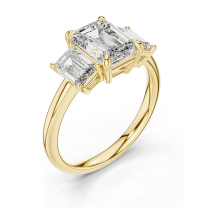 3 CT Lab-Created VVS-VS-EF CVD Diamond Engagement Ring | Emerald Cut | 18KT, 14KT, 10KT Gold & 925 Silver | Rose, Yellow, White Gold & Moissanite Options