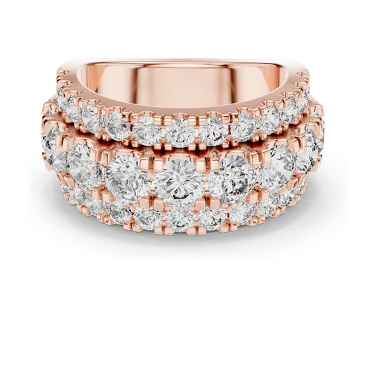 4.26 CT Lab Diamond & Moissanite Ring | VVS-VS-EF CVD Diamond | 18KT, 14KT, 10KT Gold & 925 Silver | Rose, Yellow, White Gold Options | Luxury Wedding Band
