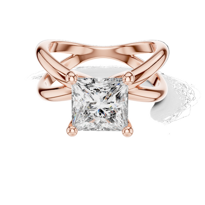 3 CT Princess Cut Lab Diamond Ring for Women | VVS-VS EF CVD Diamond | 18KT, 14KT, 10KT Gold & 925 Silver | Rose, Yellow, White Gold & Moissanite Options