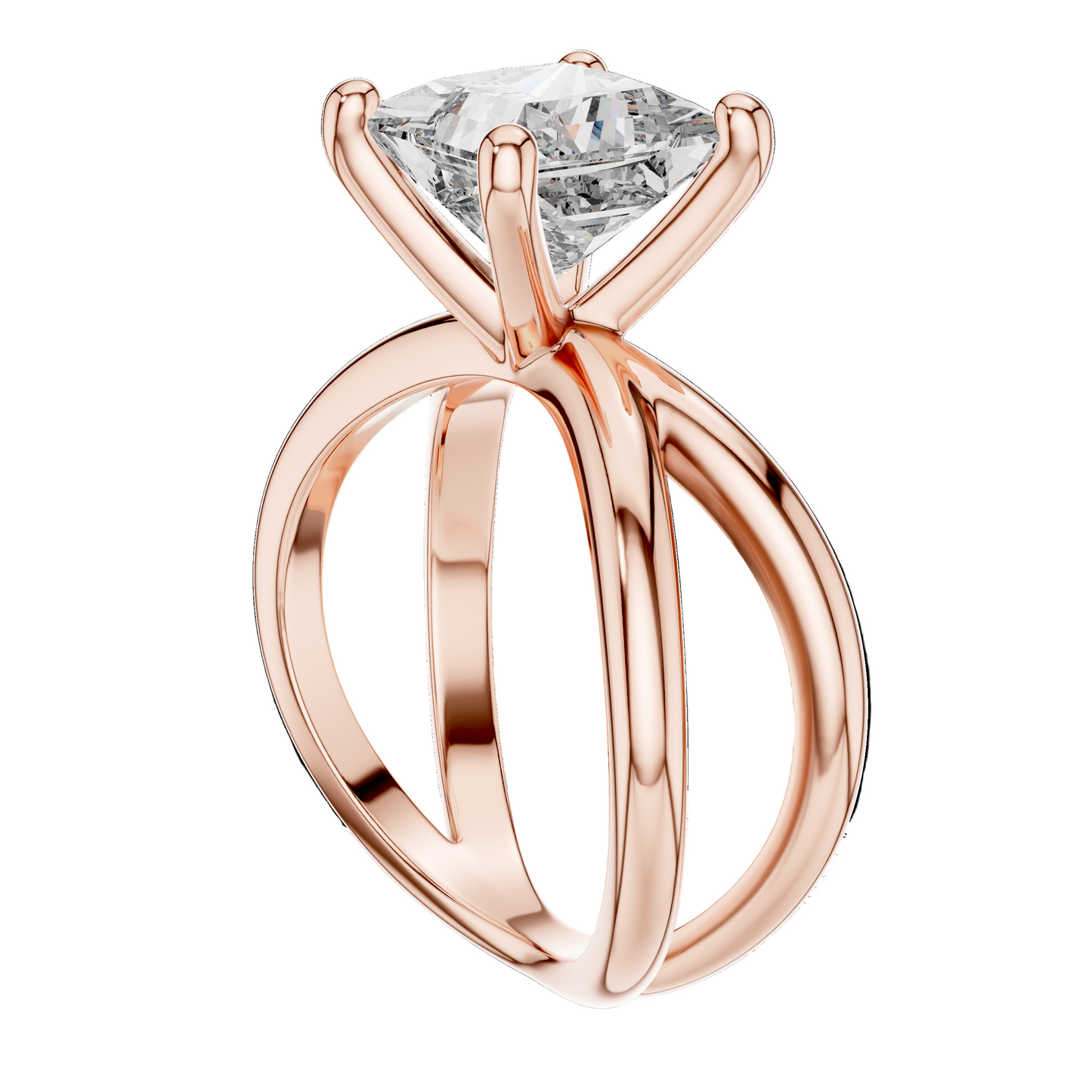 3 CT Princess Cut Lab Diamond Ring for Women | VVS-VS EF CVD Diamond | 18KT, 14KT, 10KT Gold & 925 Silver | Rose, Yellow, White Gold & Moissanite Options