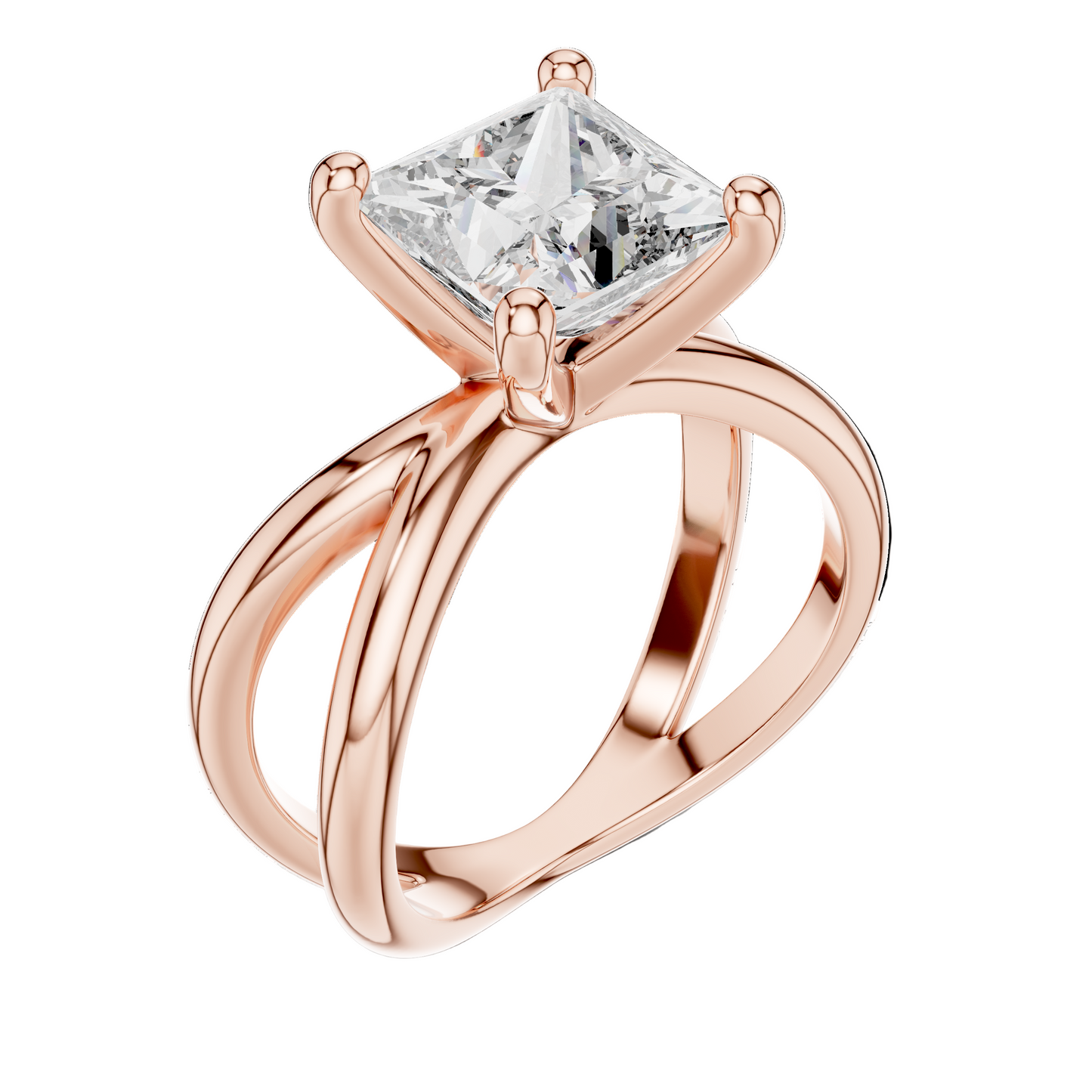 3 CT Princess Cut Lab Diamond Ring for Women | VVS-VS EF CVD Diamond | 18KT, 14KT, 10KT Gold & 925 Silver | Rose, Yellow, White Gold & Moissanite Options