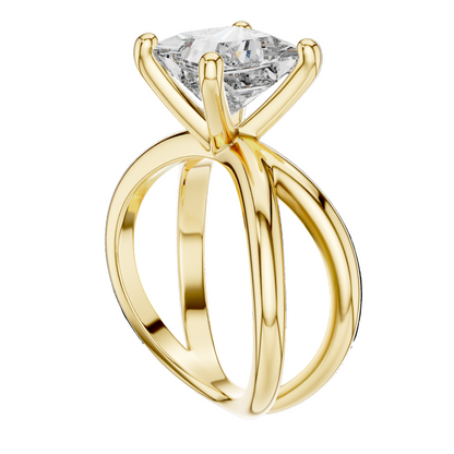 3 CT Princess Cut Lab Diamond Ring for Women | VVS-VS EF CVD Diamond | 18KT, 14KT, 10KT Gold & 925 Silver | Rose, Yellow, White Gold & Moissanite Options