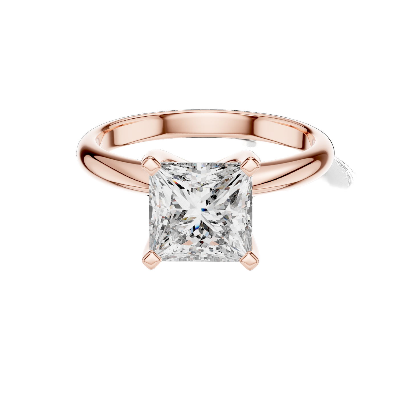 2 CT Princess Cut Lab-Grown Diamond Ring for Women | VVS-VS EF CVD Diamond | 18KT, 14KT, 10KT Gold & 925 Silver | Rose, Yellow, White Gold & Moissanite Options