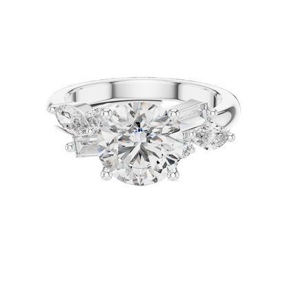 2.786 CT Round Brilliant Lab Diamond Ring for Women | VVS-VS EF CVD Diamonds | Multi-Cut Stones | 18KT, 14KT, 10KT Gold & 925 Silver | Moissanite Option | Rose, Yellow, White Gold