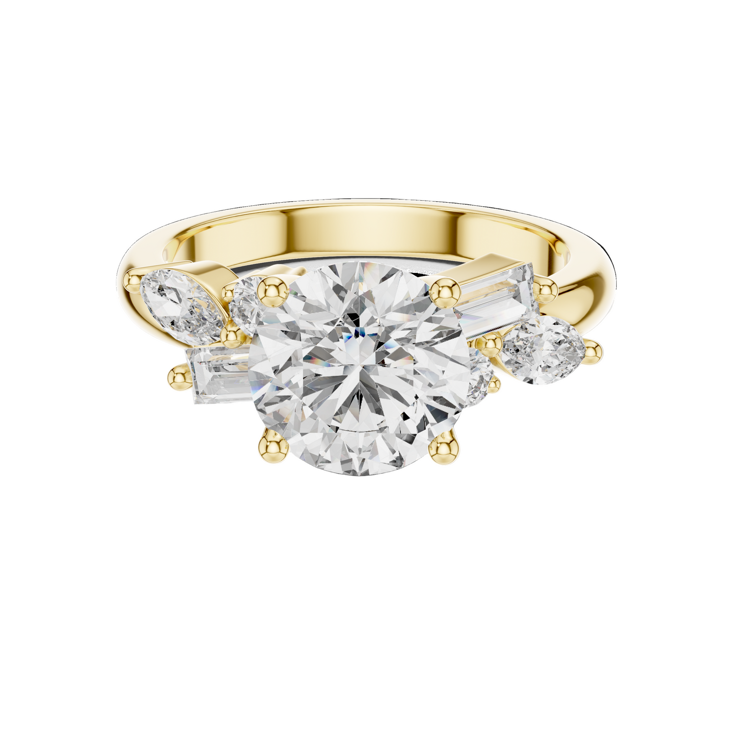 2.786 CT Round Brilliant Lab Diamond Ring for Women | VVS-VS EF CVD Diamonds | Multi-Cut Stones | 18KT, 14KT, 10KT Gold & 925 Silver | Moissanite Option | Rose, Yellow, White Gold