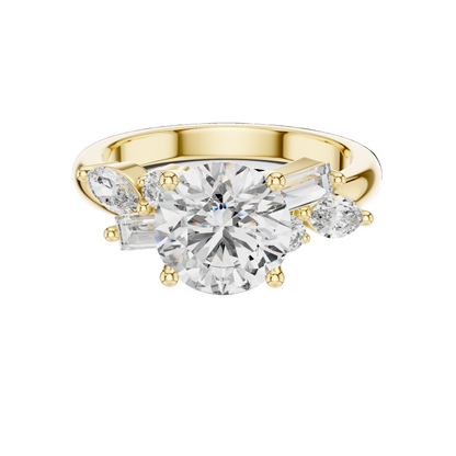 2.786 CT Round Brilliant Lab Diamond Ring for Women | VVS-VS EF CVD Diamonds | Multi-Cut Stones | 18KT, 14KT, 10KT Gold & 925 Silver | Moissanite Option | Rose, Yellow, White Gold