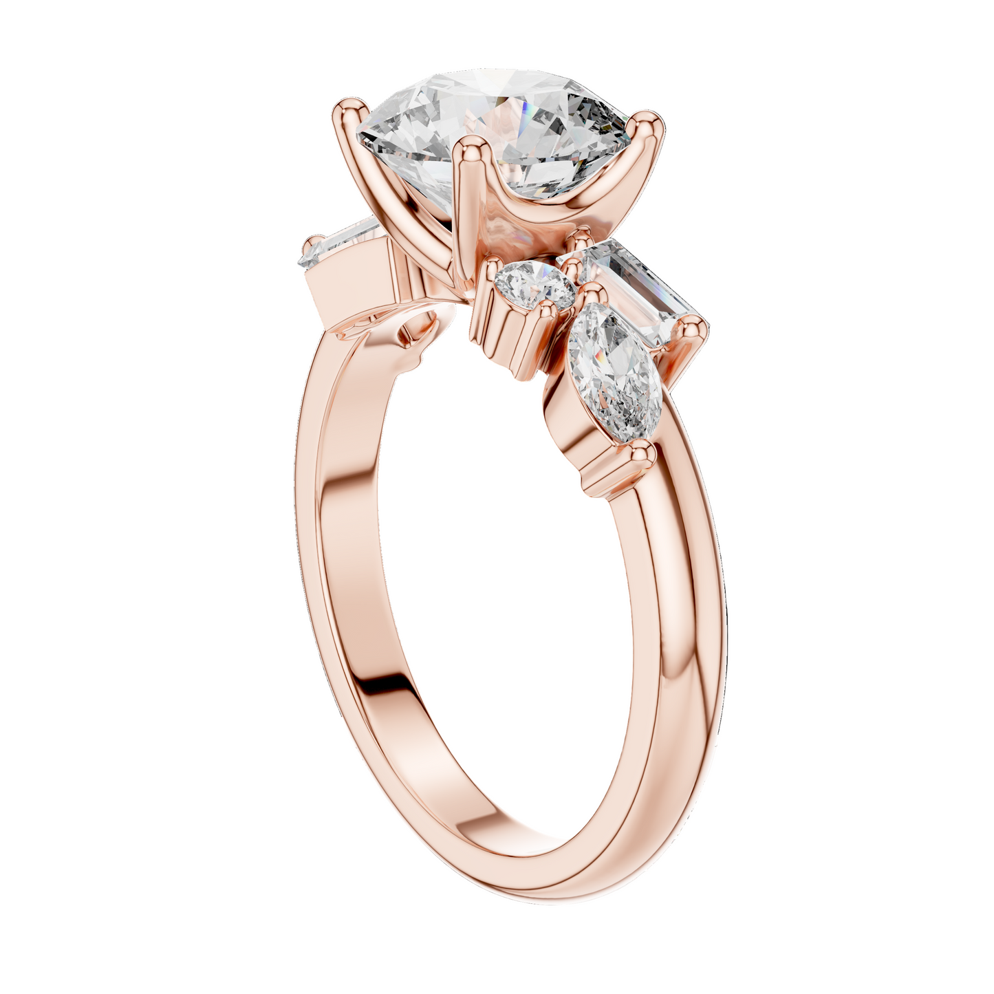 2.786 CT Round Brilliant Lab Diamond Ring for Women | VVS-VS EF CVD Diamonds | Multi-Cut Stones | 18KT, 14KT, 10KT Gold & 925 Silver | Moissanite Option | Rose, Yellow, White Gold