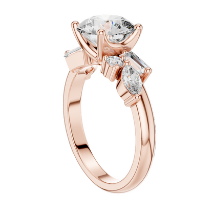 2.786 CT Round Brilliant Lab Diamond Ring for Women | VVS-VS EF CVD Diamonds | Multi-Cut Stones | 18KT, 14KT, 10KT Gold & 925 Silver | Moissanite Option | Rose, Yellow, White Gold