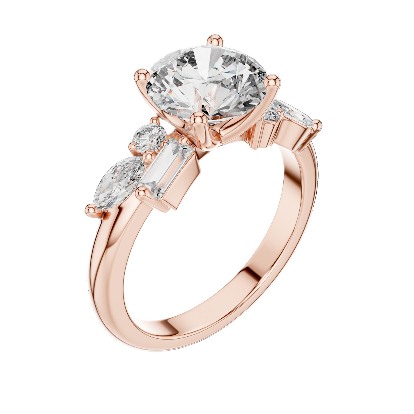 2.786 CT Round Brilliant Lab Diamond Ring for Women | VVS-VS EF CVD Diamonds | Multi-Cut Stones | 18KT, 14KT, 10KT Gold & 925 Silver | Moissanite Option | Rose, Yellow, White Gold